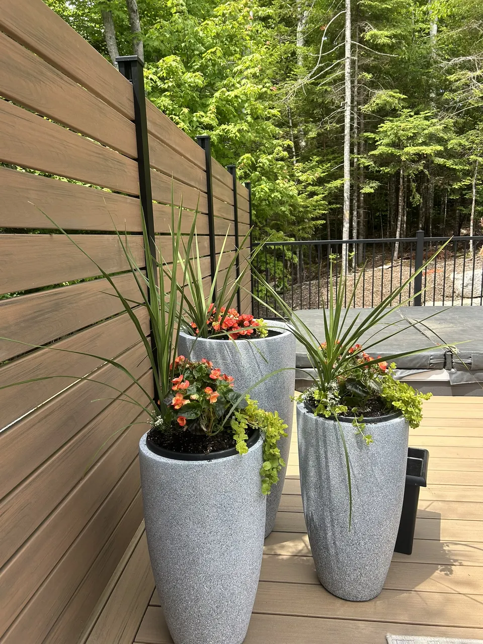 Deck & privacy screen: privacy screen and planters