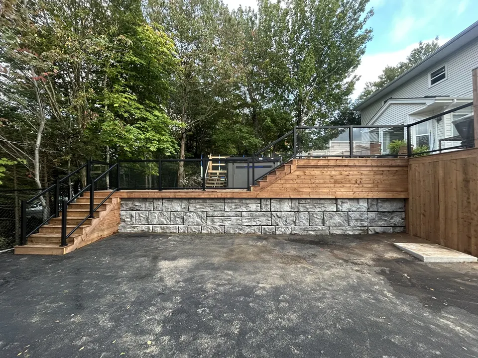Terraced deck & glass rails: terraced deck overview